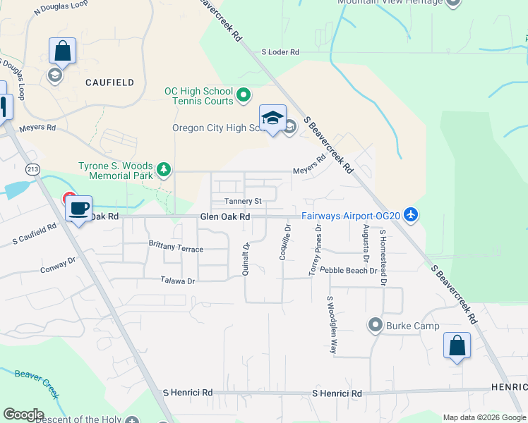 map of restaurants, bars, coffee shops, grocery stores, and more near 20023 Quinalt Drive in Oregon City