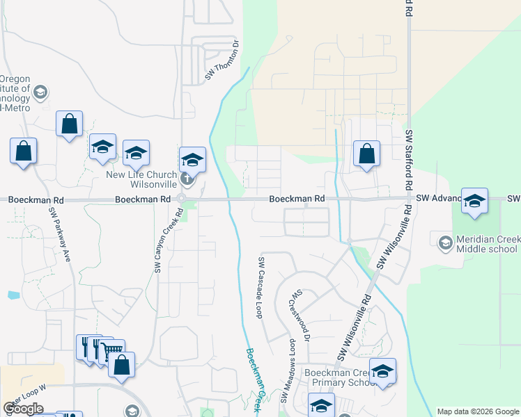 map of restaurants, bars, coffee shops, grocery stores, and more near 7348 Southwest Bouchaine Court in Wilsonville