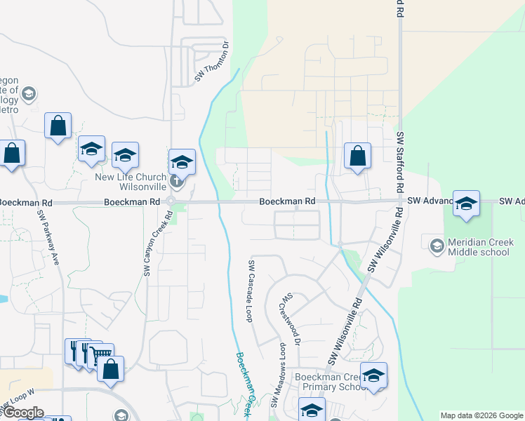 map of restaurants, bars, coffee shops, grocery stores, and more near 7348 Southwest Bouchaine Court in Wilsonville