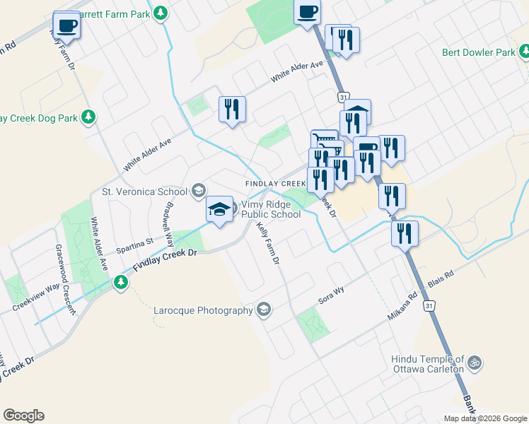 map of restaurants, bars, coffee shops, grocery stores, and more near in Ottawa
