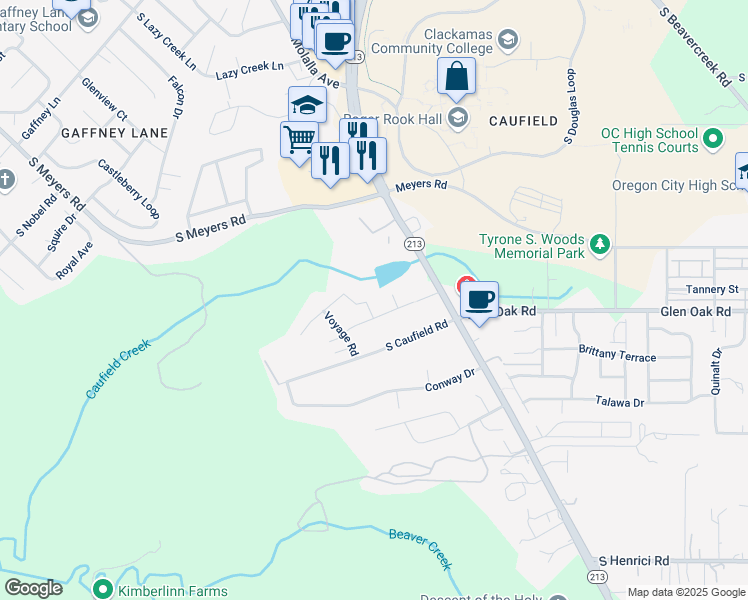 map of restaurants, bars, coffee shops, grocery stores, and more near 14033 Passage Parkway in Oregon City