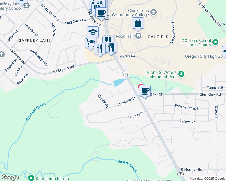 map of restaurants, bars, coffee shops, grocery stores, and more near 14033 Passage Parkway in Oregon City