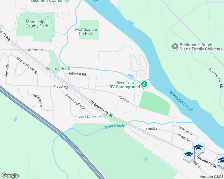 map of restaurants, bars, coffee shops, grocery stores, and more near 1503 West River Street in Monticello
