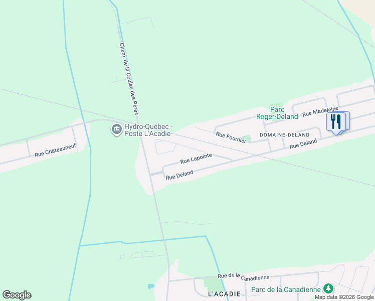 map of restaurants, bars, coffee shops, grocery stores, and more near 136 Rue L'Heureux in Saint-Jean-sur-Richelieu