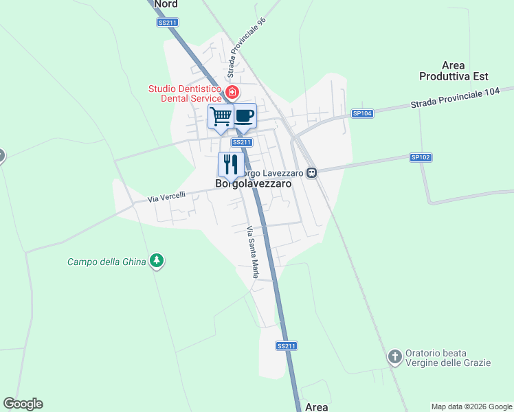 map of restaurants, bars, coffee shops, grocery stores, and more near 3 Via Cavour in Borgolavezzaro