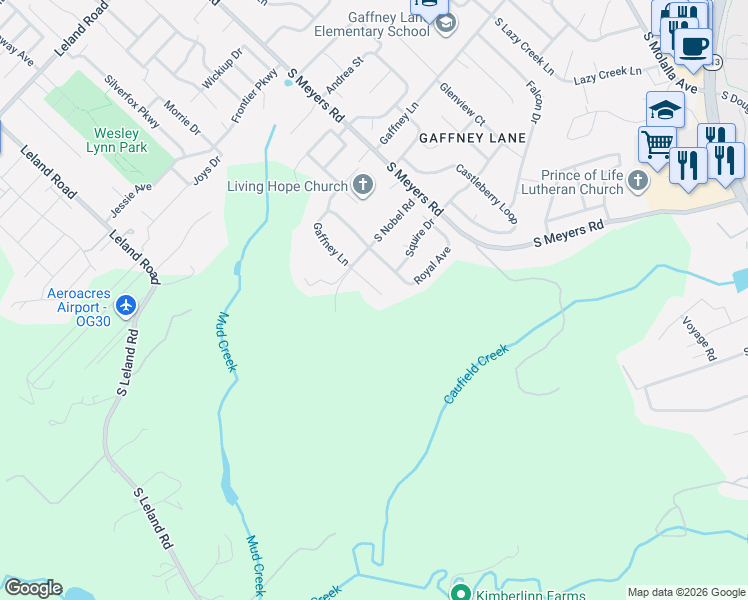 map of restaurants, bars, coffee shops, grocery stores, and more near 13179 Gaffney Lane in Oregon City