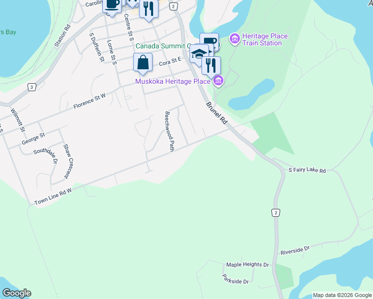 map of restaurants, bars, coffee shops, grocery stores, and more near 93 Town Line Road West in Huntsville