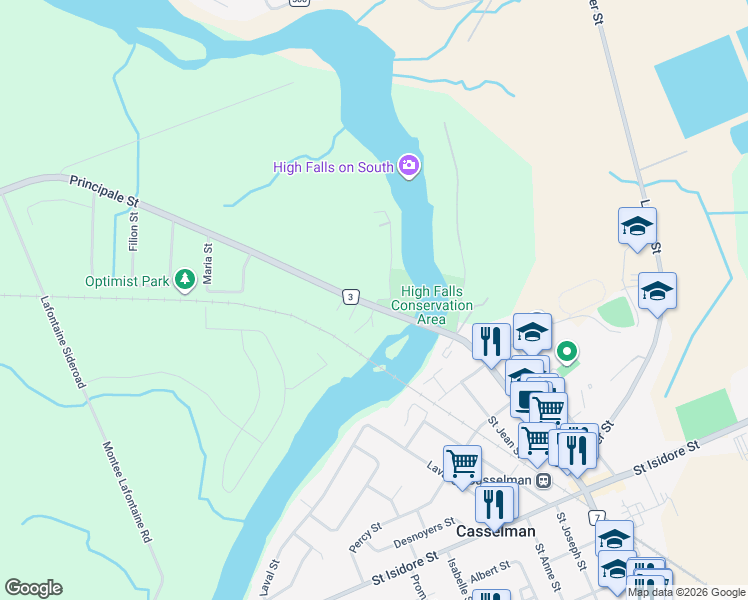 map of restaurants, bars, coffee shops, grocery stores, and more near 10 Riviere Nation North Road in Casselman