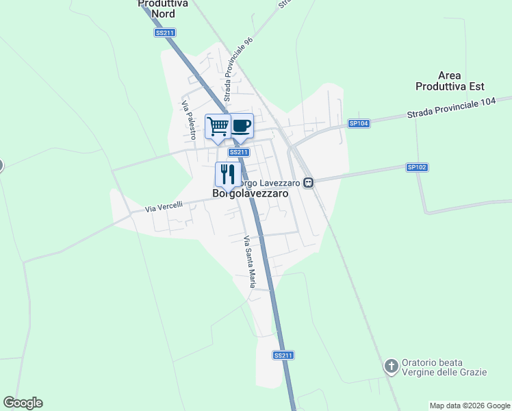 map of restaurants, bars, coffee shops, grocery stores, and more near 3 Via Cavour in Borgolavezzaro