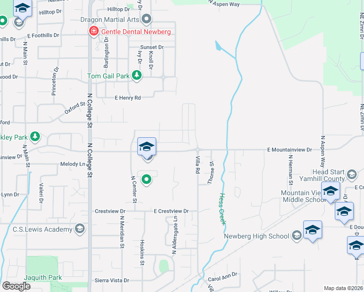 map of restaurants, bars, coffee shops, grocery stores, and more near 1336 East Canto Street in Newberg