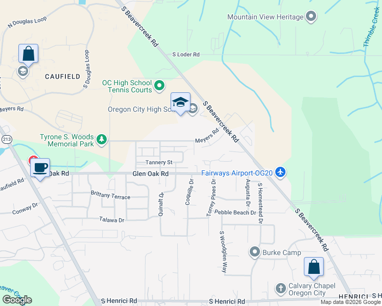 map of restaurants, bars, coffee shops, grocery stores, and more near 19895 Sophia Court in Oregon City