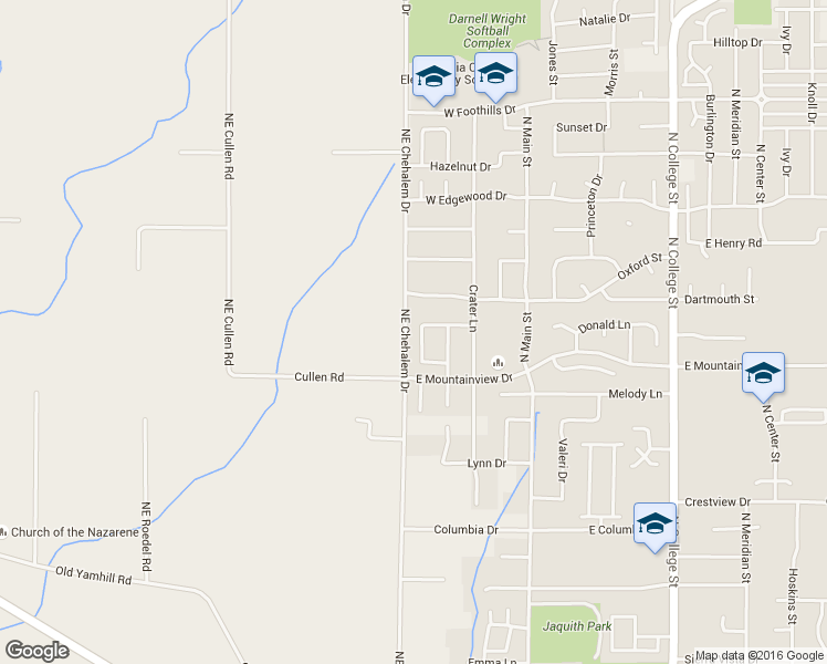 map of restaurants, bars, coffee shops, grocery stores, and more near 2529 Roger Smith Drive in Newberg