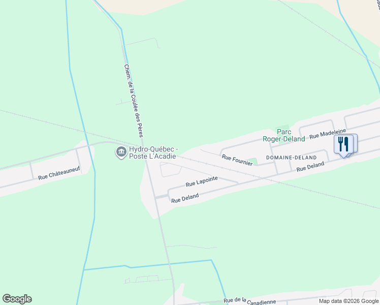 map of restaurants, bars, coffee shops, grocery stores, and more near 195 Rue Fournier in Saint-Jean-sur-Richelieu