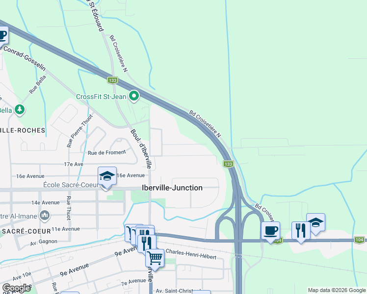 map of restaurants, bars, coffee shops, grocery stores, and more near 21 Rue de Bleury in Saint-Jean-sur-Richelieu