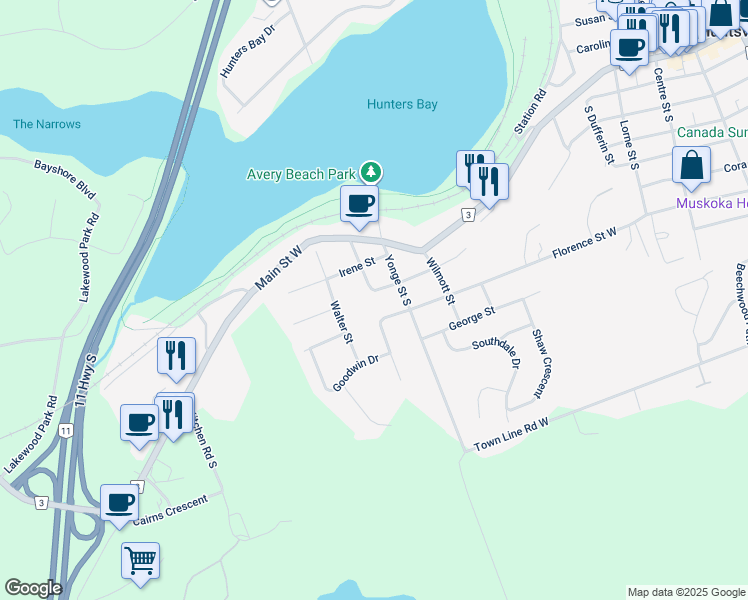 map of restaurants, bars, coffee shops, grocery stores, and more near 25 East Elliott Street in Huntsville