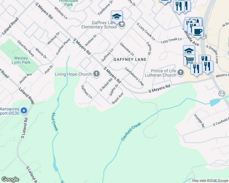 map of restaurants, bars, coffee shops, grocery stores, and more near 13330 Squire Drive in Oregon City