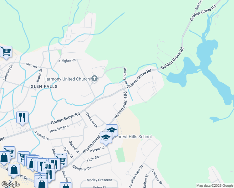 map of restaurants, bars, coffee shops, grocery stores, and more near in Saint John