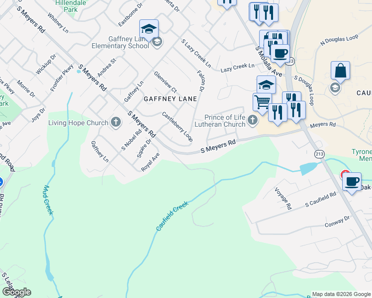 map of restaurants, bars, coffee shops, grocery stores, and more near 19829 Castleberry Loop in Oregon City