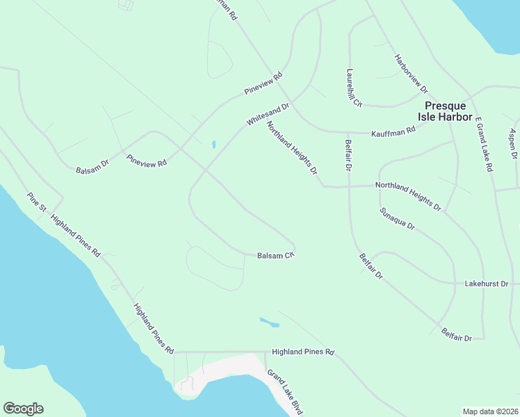 map of restaurants, bars, coffee shops, grocery stores, and more near 17101-17729 Balsam Circle in Presque Isle