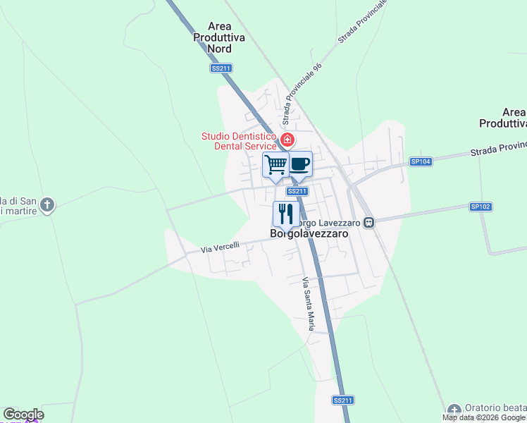 map of restaurants, bars, coffee shops, grocery stores, and more near 9 Via Roggiolo in Borgolavezzaro