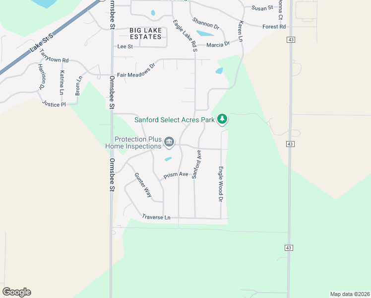 map of restaurants, bars, coffee shops, grocery stores, and more near 18577 Providence Drive in Big Lake