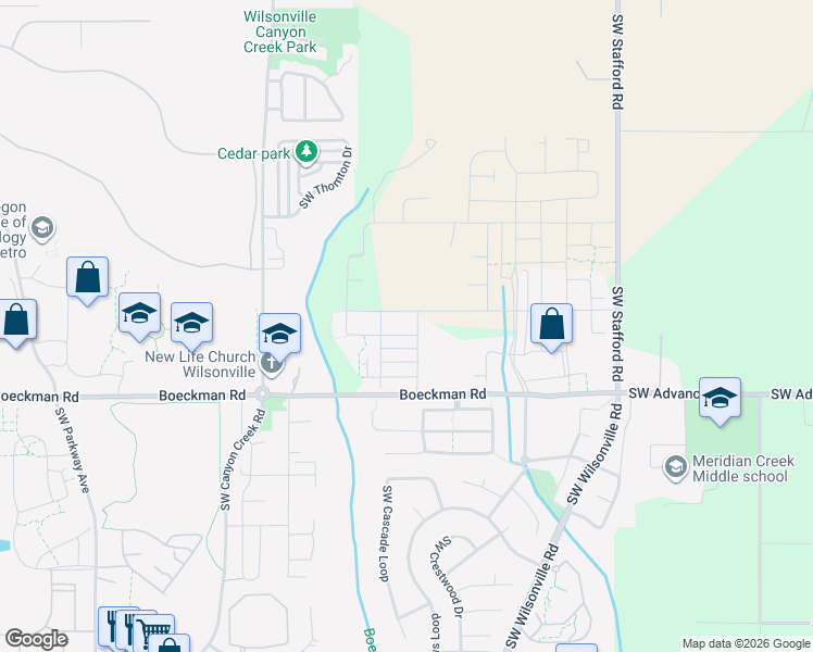 map of restaurants, bars, coffee shops, grocery stores, and more near 7240 Southwest Brisband Street in Wilsonville