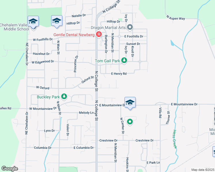 map of restaurants, bars, coffee shops, grocery stores, and more near 809 Dartmouth Street in Newberg