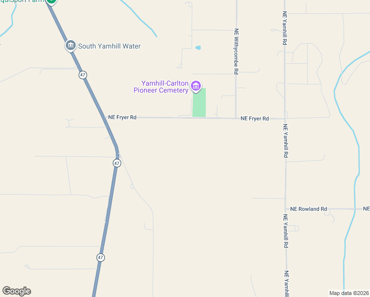 map of restaurants, bars, coffee shops, grocery stores, and more near Northeast Fryer Road in Yamhill