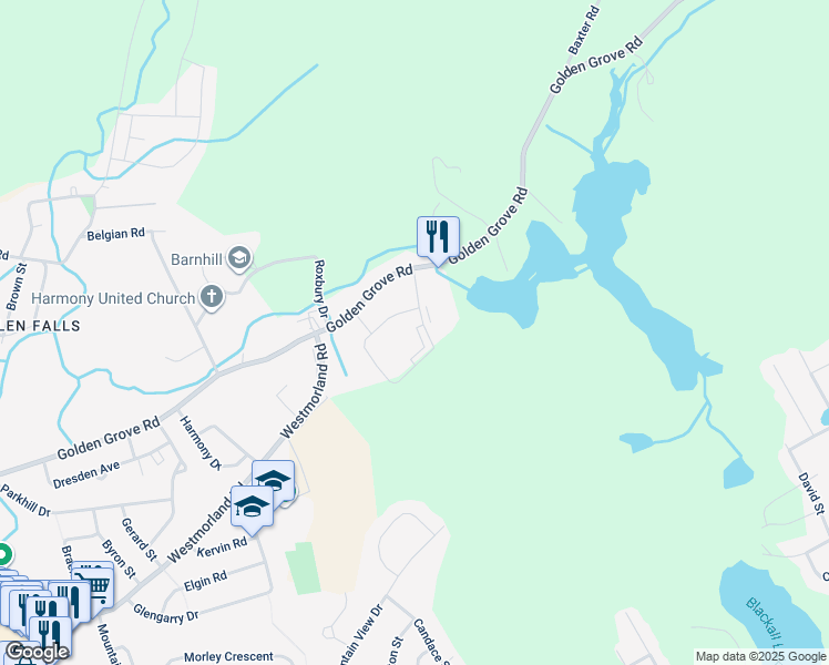 map of restaurants, bars, coffee shops, grocery stores, and more near 95 Coldbrook Crescent in Saint John