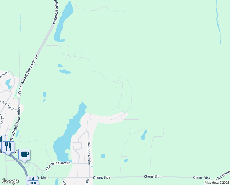 map of restaurants, bars, coffee shops, grocery stores, and more near 208 Rue du Héron in Orford
