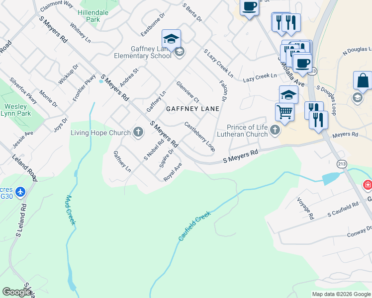 map of restaurants, bars, coffee shops, grocery stores, and more near 19862 Castleberry Loop in Oregon City