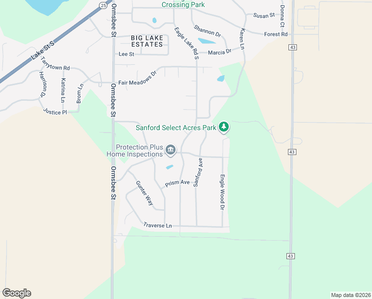 map of restaurants, bars, coffee shops, grocery stores, and more near 18577 Providence Drive in Big Lake
