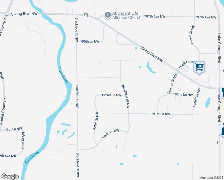 map of restaurants, bars, coffee shops, grocery stores, and more near 3841 192nd Lane Northwest in Oak Grove
