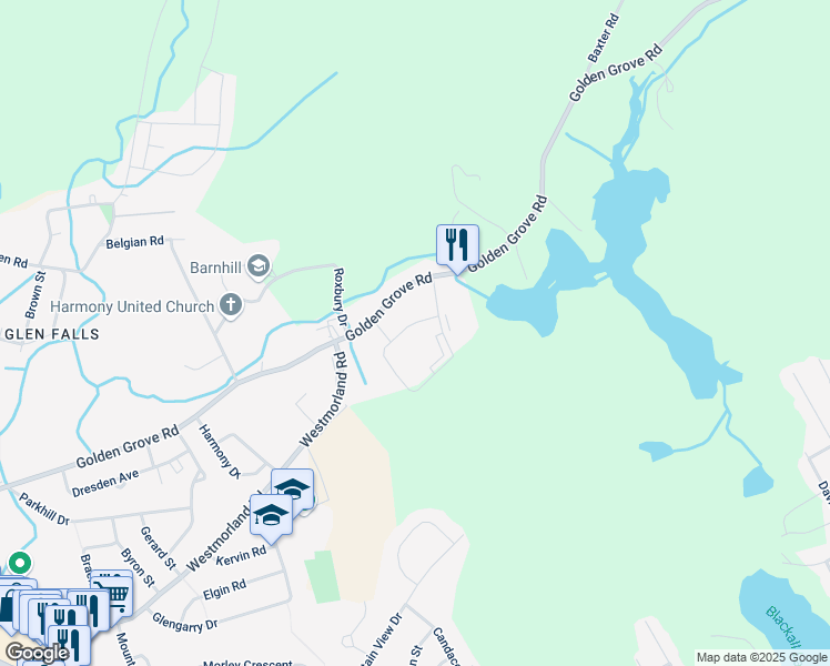 map of restaurants, bars, coffee shops, grocery stores, and more near 95 Coldbrook Crescent in Saint John