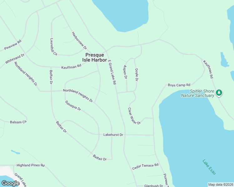 map of restaurants, bars, coffee shops, grocery stores, and more near 7001 East Grand Lake Road in Presque Isle Harbor