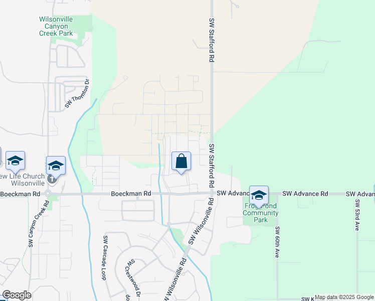 map of restaurants, bars, coffee shops, grocery stores, and more near 27760 Southwest Larkspur Terrace in Wilsonville
