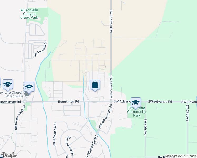 map of restaurants, bars, coffee shops, grocery stores, and more near 27760 Southwest Larkspur Terrace in Wilsonville