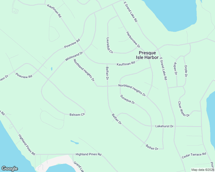 map of restaurants, bars, coffee shops, grocery stores, and more near 6901 Belfair Drive in Presque Isle Harbor