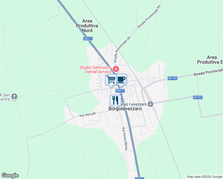 map of restaurants, bars, coffee shops, grocery stores, and more near 9 Via Roggiolo in Borgolavezzaro