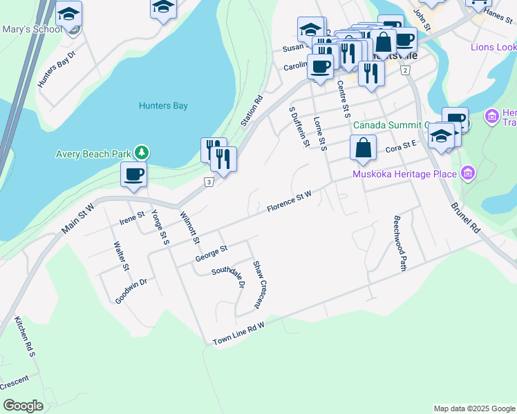 map of restaurants, bars, coffee shops, grocery stores, and more near in Huntsville