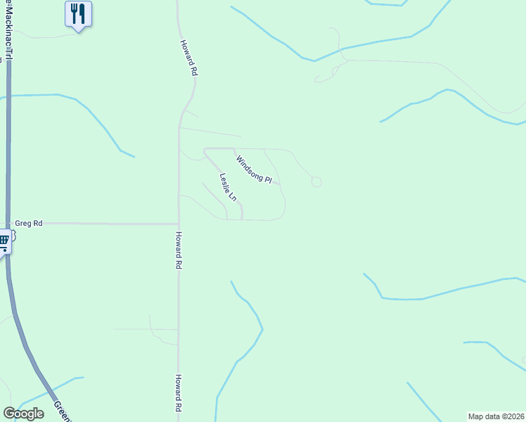map of restaurants, bars, coffee shops, grocery stores, and more near 706 Windsong Place in Petoskey