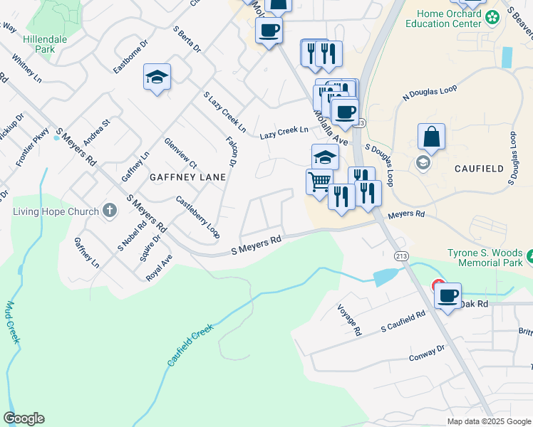 map of restaurants, bars, coffee shops, grocery stores, and more near 13826 South Meyers Road in Oregon City