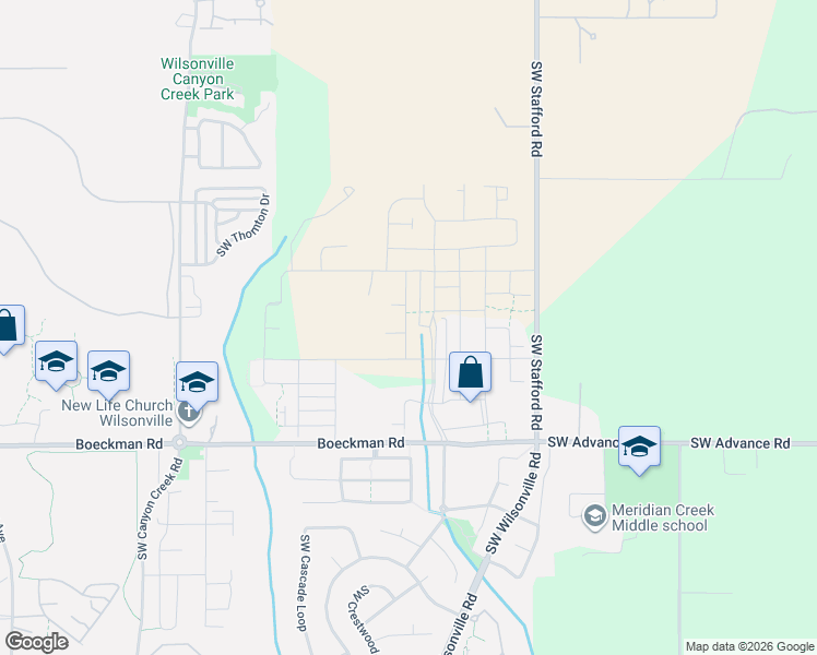 map of restaurants, bars, coffee shops, grocery stores, and more near 7130 Southwest Frog Pond Lane in Wilsonville