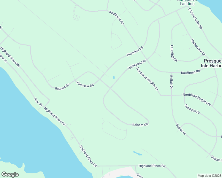 map of restaurants, bars, coffee shops, grocery stores, and more near 17101 Balsam Circle in Presque Isle Harbor