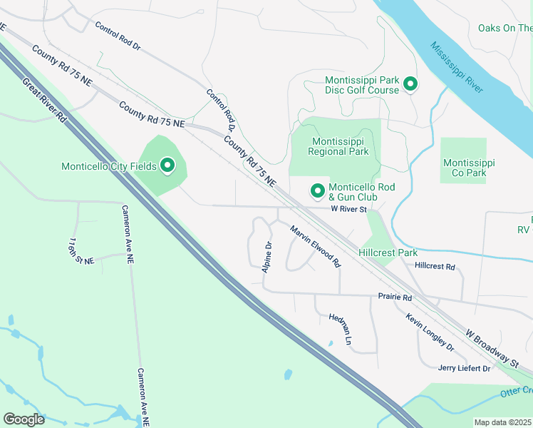 map of restaurants, bars, coffee shops, grocery stores, and more near 11729 Spruce Drive in Monticello