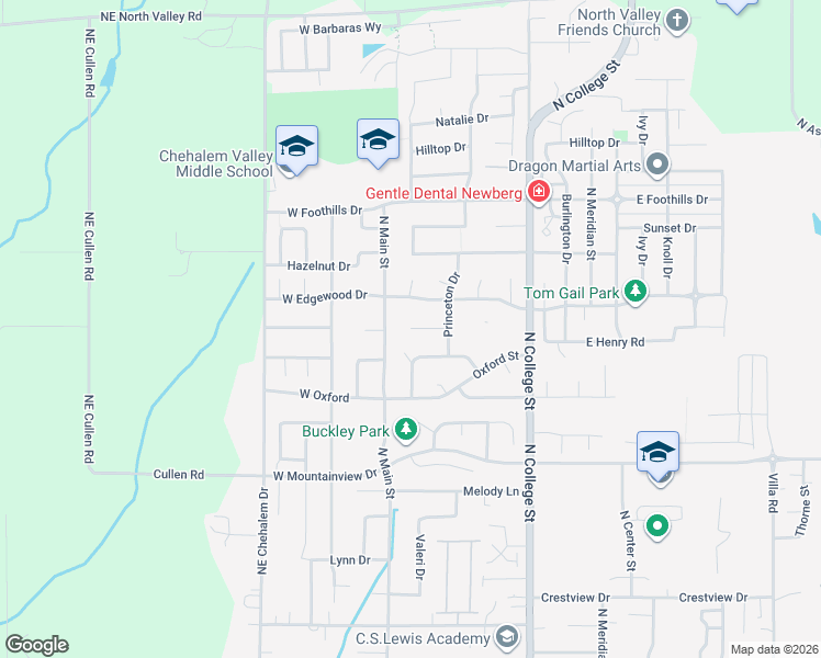 map of restaurants, bars, coffee shops, grocery stores, and more near 205 East Myrtlewood Court in Newberg
