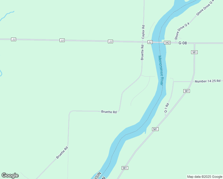 map of restaurants, bars, coffee shops, grocery stores, and more near 1614 Bruette Road in Wausaukee