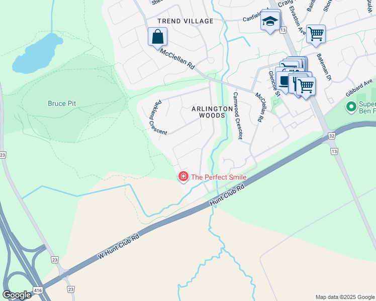 map of restaurants, bars, coffee shops, grocery stores, and more near 9 Cosburn Avenue in Ottawa