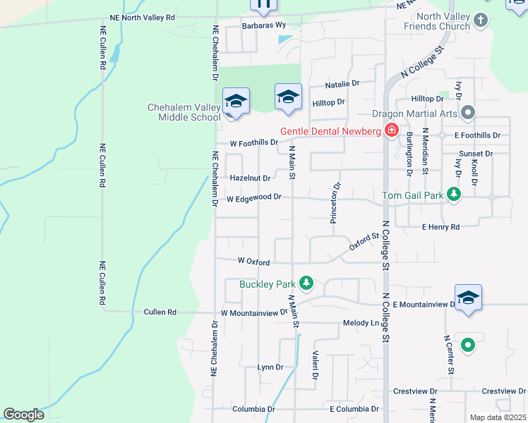 map of restaurants, bars, coffee shops, grocery stores, and more near 2900 Crater Lane in Newberg