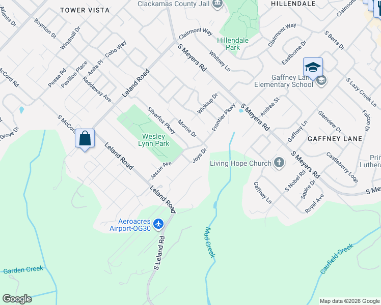 map of restaurants, bars, coffee shops, grocery stores, and more near 12951 Joys Drive in Oregon City